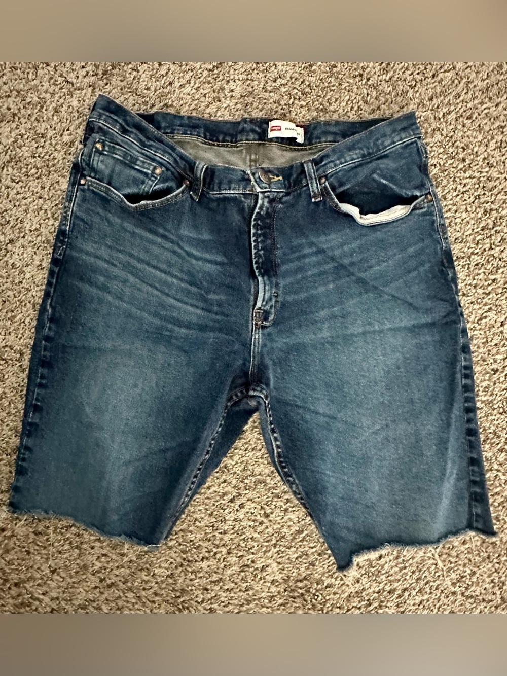 Wrangler Men's Dark Blue Denim Cutoff Shorts
